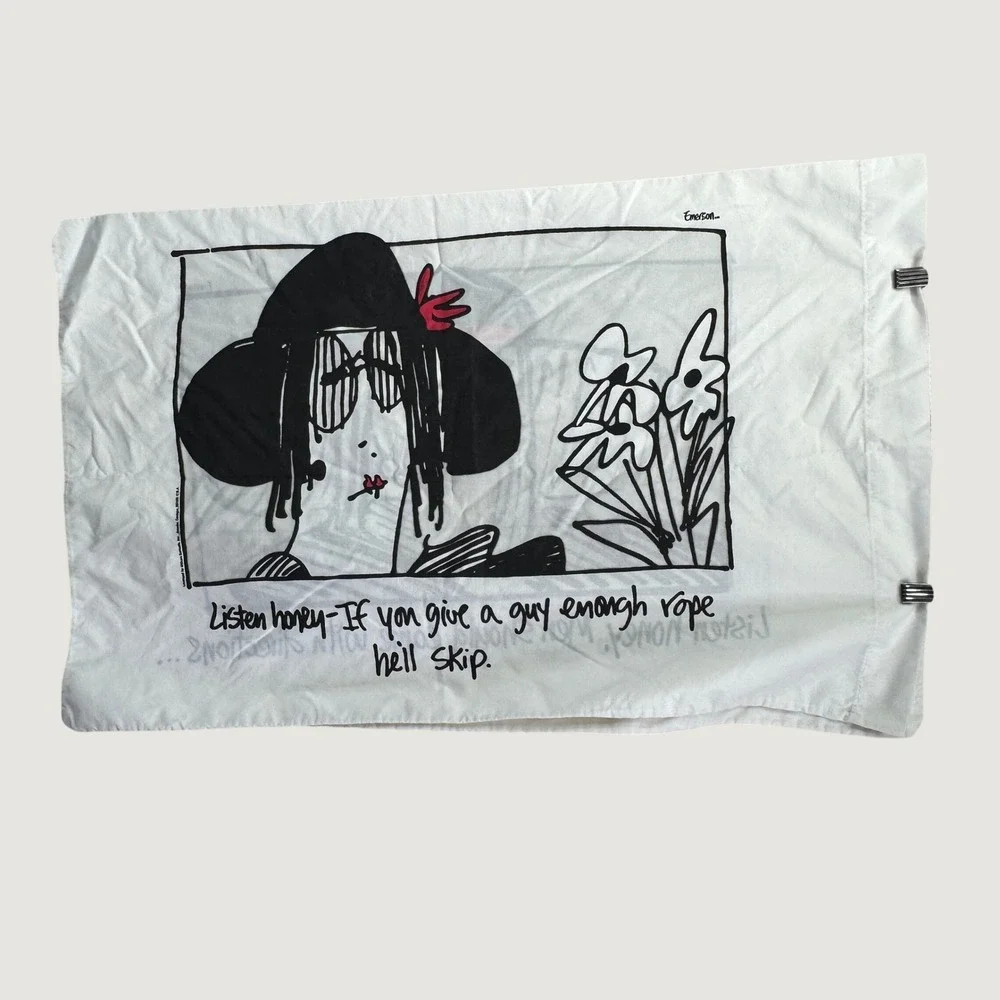 Utica Emerson Pillowcase Standard Set of 2 White Funny Pop Art Cartoon 90s Retro